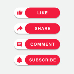 like share comment subscribe social media icon set vector design