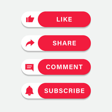 like share comment subscribe social media icon set vector design