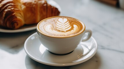 Cappuccino, Latte, Coffee in a White Background. Generative AI.