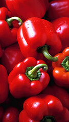 Macro Photo food vegetable red bell pepper. Texture background ripe juicy big peppers. Product Image Vegetable Red Pepper