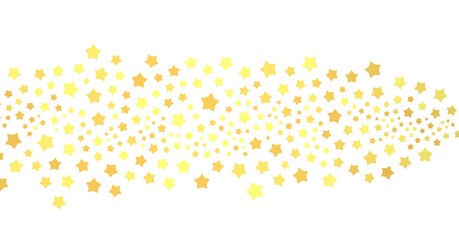 Banner with golden decoration. Festive border with falling glitter dust and stars.  (PNG transparent)