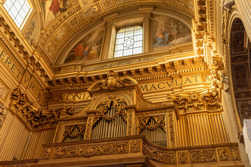 The ancient Pipe Organ inside the Church of Sant'Andrea della Valle in Rome