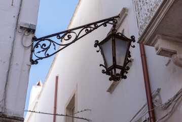 Obraz na płótnie Canvas Old Street Lamp in the Town of Martina Franca, in the South of Italy