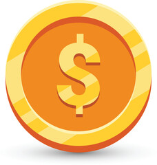 Gold Coin with Dollar Currency Sign
