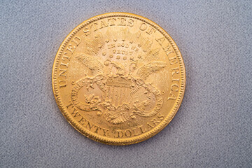 Austrian four ducats on US dollars. Investments in investment coins. The concept of buying gold. investment in gold.