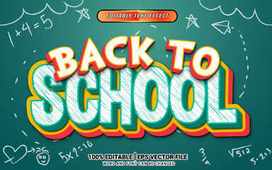 Back to school 3d chalk texture text effect editable template design