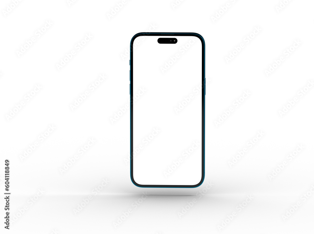 Poster 3d smartphone with blank screen isolated