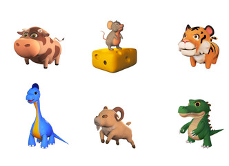 cute 3d character animal set