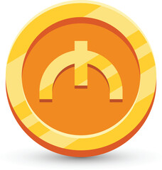Gold Coin with Azerbaijani Manat Currency Sign