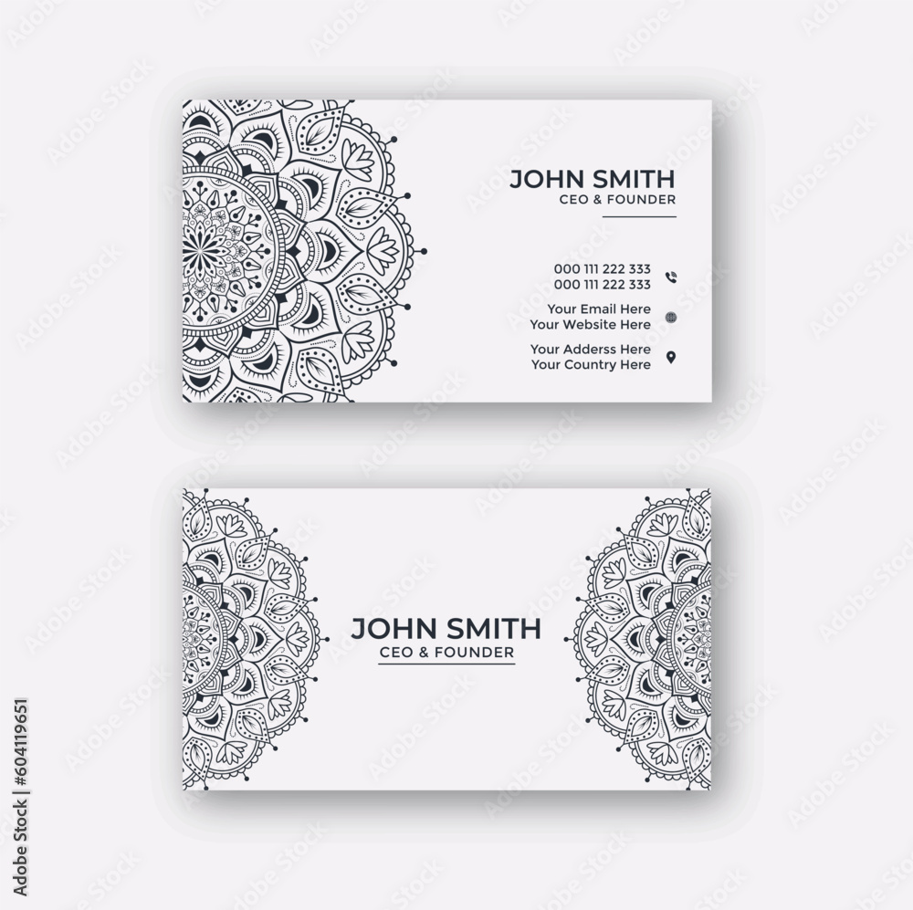 Wall mural business cards. vintage decorative elements. ornamental floral business cards, oriental pattern, vec