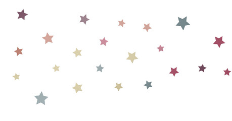 XMAS Banner with colored decoration. Festive border with falling glitter dust and stars.