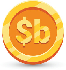 Gold Coin with Bolivian boliviano Currency Sign