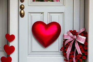 Lovely Valentine's Day Decor for Your Front Door. AI Generated.