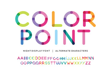 Colorful font. Colorful bright alphabet and font. Emotional bold uppercase color letters. Type, typography letter latin font. Hand-drawn modern narrow font for headline, text. Vector Illustration