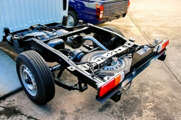 Steel frame chassis of pickup car © Wachira