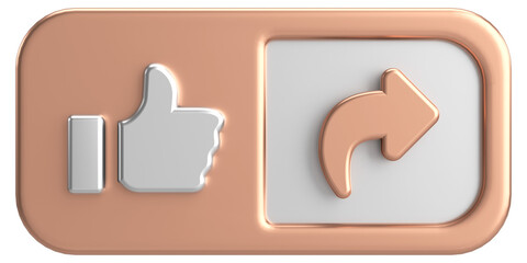 Like and share button. 3D illustration.