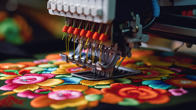 Automatic embroidery machine. Generative Ai