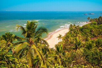 Goa beach aerial view, India - obrazy, fototapety, plakaty