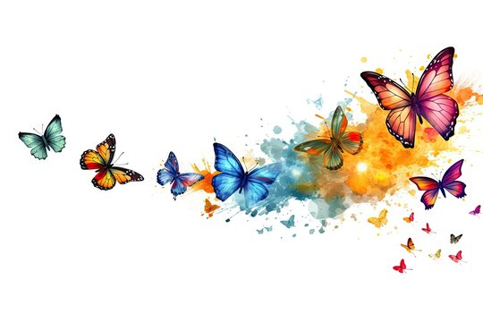 Wings of Wonder. Isolated colorful Butterfly on White Background. Generative AI illustrations.