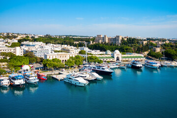 Fototapeta na wymiar Mandraki port Rhodes city, Greece
