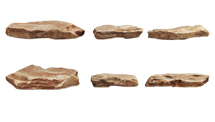 Variety of stone shapes on transparent background