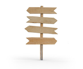 Isolated wooden directional sign