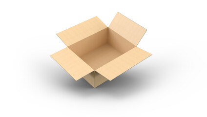 Open cardboard box isolated