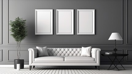 Sleek Elegance: Blank Frame in a Beautiful Modern Concept Room