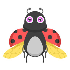 Abstract Flat Cartoon Different Animal Insect Ladybug Stand, Fly Vector Design Style Elements Fauna Wildlife