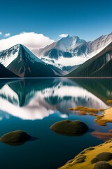 landscape with lake and mountains