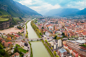 Fototapeta na wymiar Trento aerial panoramic view.
