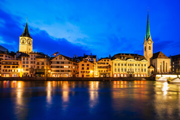Obraz premium Fraumunster Church in Zurich, Switzerland
