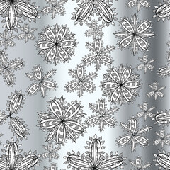 seamless pattern with white doodles flowers on colorful background