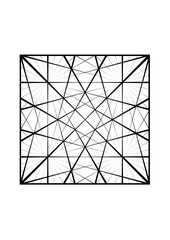 quadratische fl&auml;che gef&uuml;llt mit einem filgranen schwarzen strahlenf&uuml;rmigen linienmuster, modern art