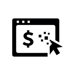 Pay Per Click Flat Black Icon Isolate On White Background Vector Illustration | Seo Icons