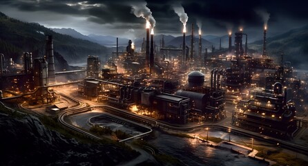 Fototapeta premium Industrial factory, Generative AI