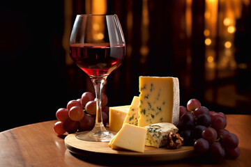 Wine and cheese still life