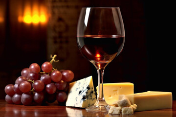 Naklejka premium Wine and cheese still life