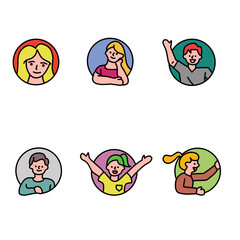 In every window peephole people talk. flat design style minimal vector illustration