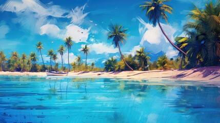 Obraz premium Desertic Serenity: A Captivating Beach Painting (Generative Ai)