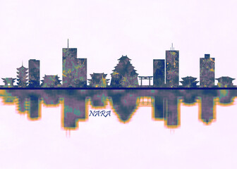 Nara Skyline. Cityscape Skyscraper Buildings Landscape City Background Modern Art Architecture Downtown Abstract Landmarks Travel Business Building View Corporate