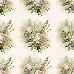 seamless pattern bouquet of roses watercolor pattern