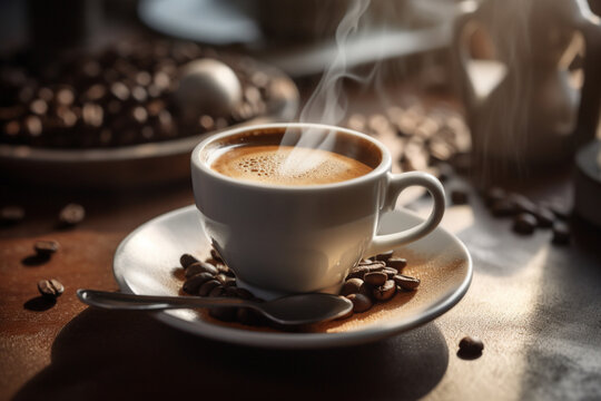 Introducing a captivating coffee-themed image collection that captures the essence of the beloved beverage. Immerse yourself in a world of rich aromas, and cozy coffee shops, ai generative ai