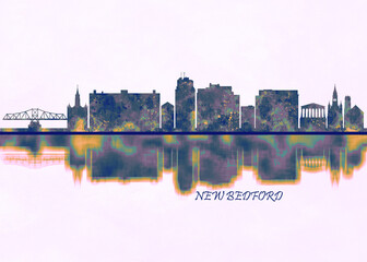 New Bedford Skyline. Cityscape Skyscraper Buildings Landscape City Background Modern Art Architecture Downtown Abstract Landmarks Travel Business Building View Corporate