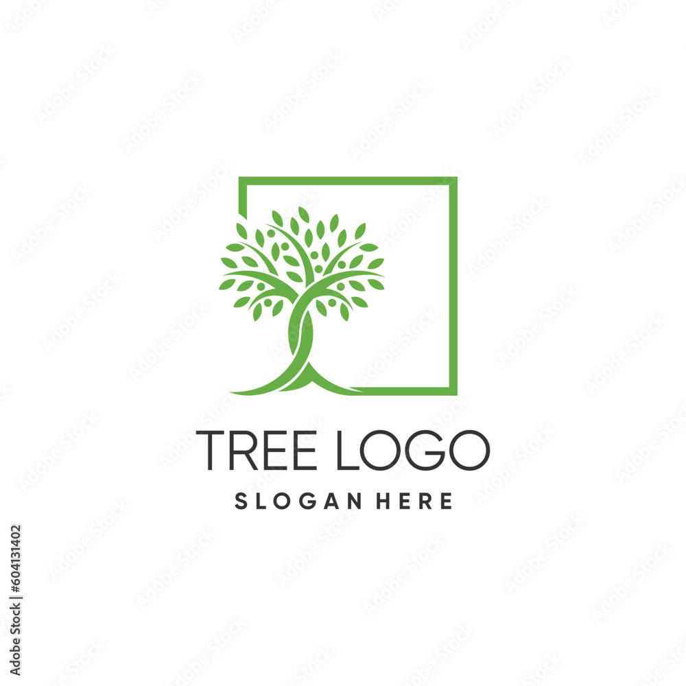 Poster tree logo design vector with unique abstract style