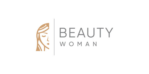 Fototapeta na wymiar Beauty woman logo design vector with unique abstract style