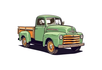 Deurstickers Old classic pickup truck. Background clipart. © 67Mhz