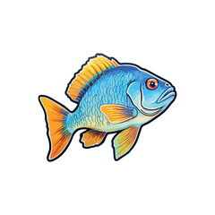 Fish clipart. Colorful sticker. white background
