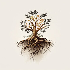 Tree Minimalist Emblem Square Illustration
