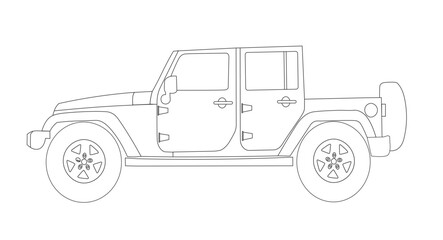 Vector of a car 4x4 off road black and white